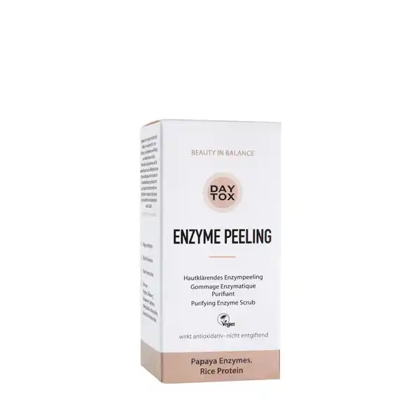 DAYTOX Enzyme Peeling: Цвет: Produktbeschreibung und details Einmal pro Woche solltest du deine Haut von berschssigen Talg und abgestorbenen Hautschppchen befreien Das sanfte enzymatische Peeling reinigt die Haut porentief und ganz natrlich Pflanzliche Enzyme aus Ananas und Papaya lsen abgestorbene Hautschppchen und berschssigen Talg schonend und effektiv Das erhht die Aufnahmefhigkeit der Haut Die Wirkstoffe der nachfolgenden Pflegeprodukte knnen jetzt viel tiefer eindringen und ihre Kraft entfalten Das Resultat ist eine frische Ausstrahlung ein feines ebenmiges Hautbild und ein schnes glattes Hautgefhl Auch fr sensible und trockene Haut ideal geeignet   vegan frei von Silikonen ampamp knstlichen Farbstoffen mit antioxidativen Wirkstoffen Made in Germany  Designed in Hamburg dermatologisch getestet Kontaktdaten LAB Cosmetics GmbH ampamp Co KG  Hamburg wwwdaytoxde UrsprungslandHerkunftsort Made in Germany Testurteile Qualittssiegel ampamp Verbandszeichen Anwendung und Gebrauch Mischen Sie in einer kleinen Schssel g Daytox Enzyme Peeling entspricht  Verschlusskappe mit ca TL Wasser an bis eine cremige Konsistenz entsteht Auf das zuvor gereinigte feuchte Gesicht geben  Minuten einwirken lassen und anschlieend grndlich abwaschen Die Augenpartie dabei aussparen Inhaltsstoffe Disodium Lauryl Sulfosuccinate Maris Sal Maltodextrin Oryza SativaBran LactobacillusPapaya Fruit Ferment Extract Propanediol Aqua Ananas SativusFruit Extract LeuconostocRadish Root Ferment Filtrate Aloe Barbadensis LeafExtract Lactobacillus Ferment Bioflavonoids Brassica Oleracea Italica Extract
https://www.rossmann.de/de/pflege-und-duft-daytox-enzyme-peeling/p/4043662021255