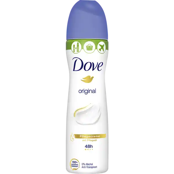 Dove Anti-Transpirant Deo Spray Original Compressed: Цвет: Produktbeschreibung und details Ein AntiTranspirant auf das Verlass ist Das Dove AntiTranspirant Spray Original compressed bietet  Stunden Schutz mit dezentem Duft der den ganzen Tag ein frisches und reines Gefhl verleiht Das Deodorant Spray mit  Pflegecreme hilft der Haut sich schneller zu regenerieren und pflegt die zarte Achselhaut schn weich und glatt AntiTranspirante keine Chance fr Schwei und Krpergeruch Ein AntiTranspirant bekmpft zuverlssig Krpergeruch und wirkt gegen Achselnsse Dove compressed praktisch fr unterwegs und das bei gleichbleibender Ergiebigkeit Die compressed Sprays bieten die gleiche Anzahl an Sprhanwendungen wie ihre groen Geschwister Es lohnt sich also umzusteigen Die compressed Sprays sind zudem besonders praktisch Dank ihres handlichen Formats passen sie selbst in die kleinste Handtasche Was Dove Deodorants von vielen anderen unterscheidet Sie sind bei der Entwicklung ihrer innovativen Produkte nicht nur darauf bedacht dass diese in jeder Situation zuverlssig vor Achselnsse und Krpergeruch schtzen Sie verwenden darber hinaus fr ihre Produkte auch  der einzigartigen Dove Pflegecreme fr weiche geschmeidige und zart aussehende Haut Die Pflegecreme schtzt die empfindliche Achselhaut und hilft ihr sich auch bei hufigem Rasieren schneller zu regenerieren Das Deodorant fr glatte und schn gepflegte Achseln Dove ist von PETA als crueltyfree zertifiziert und ihre Pflegeprodukte tragen jetzt das PETAapproved Logo Weltweit testet Dove nicht an Tieren nicht einmal dort wo Tierversuche vorgeschrieben sind Dove untersttzt Frauen dabei das volle Potenzial ihrer individuellen Schnheit zu entfalten indem sie Produkte entwickeln die auf die persnlichen Bedrfnisse der Haut und Haare eingehen Denn sie glauben nur wer sich durch die richtige Pflege schn und wohl in seiner Haut fhlt kann dies auch ausstrahlen  Stunden Schutz vor Achselnsse und Krpergeruch dezenter Duft der ein frisches und reines Gefhl hinterlsst mit alkoholfreier Formel vermindert Hautreizungen von empfindlicher Achselhaut enthlt  Pflegecreme fr schn weich und glatt gepflegte Achseln Compressed AntiTranspirant hlt genauso lange wie die  ml Sprhdose Kontaktdaten Unilever RA   AL NL wwwdovecom   UrsprungslandHerkunftsort Grobritannien Anwendung und Gebrauch Gut schtteln Aus mindestens  cm Entfernung unter die Achsel sprhen Inhaltsstoffe Butane Isobutane Propane Aluminum Chlorohydrate Cyclopentasiloxane PPG Butyl Ether Parfum Helianthus Annuus Seed Oil C Alkyl Benzoate Disteardimonium Hectorite Octyldodecanol BHT Dimethiconol Propylene Carbonate PEG AlphaIsomethyl Ionone Benzyl Alcohol Benzyl Salicylate Citronellol Coumarin Geraniol Limonene Linalool Warnhinweise und wichtige Hinweise Warnhinweise GEFAHR Extrem entzndbares Aerosol Behlter steht unter Druck Kann bei Erwrmung bersten Von Hitze heien Oberflchen Funken offenen Flammen sowie anderen Zndquellen fernhalten Nicht rauchen Nicht gegen offene Flamme oder andere Zndquelle sprhen Nicht durchstechen oder verbrennen auch nicht nach Gebrauch Vor Sonnenbestrahlung schtzen Nicht Temperaturen ber C aussetzen Darf nicht in die Hnde von Kindern gelangen Nur unter den Achseln verwenden Nicht auf gereizter oder irritierter Haut anwenden Bei Auftreten von Hautirritationen nicht weiter verwenden Direktes Einatmen vermeiden Nur kurz sprhen und in gut gelfteten Rumen verwenden lngeres Sprhen vermeiden Nicht in die Augen sprhen Benutzung ausschlielich gem Verwendungszweck Nur entleert entsorgen
https://www.rossmann.de/de/pflege-und-duft-dove-anti-transpirant-deo-spray-original-compressed/p/0000096078334