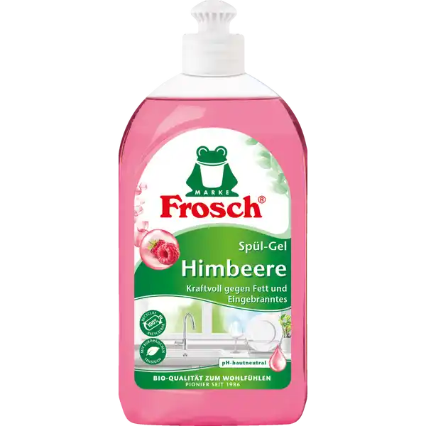 Frosch Himbeer SplGel: Цвет: Produktbeschreibung und details Das Frosch Himbeer SplGel entfernt dank seiner konzentrierten Rezeptur mit Himbeerfrische selbst hartnckige Fettverschmutzungen und Verkrustungen und hinterlsst rckstandsfrei glnzendes sauberes Geschirr Das Frosch Himbeer SplGel ist pHneutral dermatologisch getestet und verbreitet einen angenehmen frischen Himbeerduft Kontaktdaten ErdalRex GmbH Rheinallee   Mainz wwwerdalde Verbraucherberatung   oder   UrsprungslandHerkunftsort Deutschland Anwendung und Gebrauch Dosierung auf  L Wasser wenig verschmutzt  ml verschmutzt  ml Gebrauch Aufbewahrung und Verwendung Aufbewahrungs und Verwendungsbedingungen Auer Reichweite von Kindern aufbewahren Inhaltsstoffe  anionische Tenside amphotere Tenside weniger als  nichtionische Tenside Konservierungsmittel Lactic Acid Duftstoffe Weitere Inhaltsstoffe Himbeeressig Kosmetikfarbstoffe Warnhinweise und wichtige Hinweise Warnhinweise ACHTUNG Verursacht schwere Augenreizung Darf nicht in die Hnde von Kindern gelangen Bei Kontakt mit den Augen Einige Minuten lang behutsam mit Wasser aussplen Eventuell vorhandene Kontaktlinsen nach Mglichkeit entfernen Weiter splen Bei anhaltender Augenreizung rztlichen Rat einholenrztliche Hilfe hinzuziehen InhaltBehlter einer anerkannten Abfallentsorgungsanlage zufhren
https://www.rossmann.de/de/haushalt-frosch-himbeer-spuel-gel/p/4001499944505