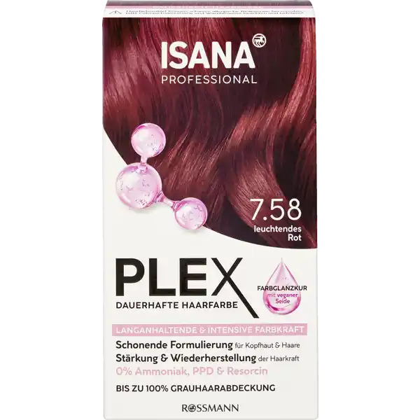 ISANA PROFESSIONAL Plex dauerhafte Haarfarbe 7.58 leuchtendes Rot: Цвет: https://www.rossmann.de/de/pflege-und-duft-isana-professional-plex-dauerhafte-haarfarbe-758-leuchtendes-rot/p/4068134014177
Produktbeschreibung und details Innovative Haarfarbe mit integriertem Plex System  Die innovative Haarfarbe von ISANA Professional Plex mit integriertem Repair Komplex vereint brillante Farbergebnisse mit einer besonders schonenden Formulierung Dank der Haarschutzformel wird das Haar schon whrend der Frbung weniger belastet ISANA Professional Plex dauerhafte Haarfarbe bietet perfekte Grauhaarabdeckung und langanhaltende Farbergebnisse dazu einen angenehmen Duft Die ISANA Professional Plex dauerhafte Haarfarbe Farbglanz mit innovativer veganer Seide wirkt sofort strkend auf das Haar versiegelt das Haar und verleiht perfekte Kmmbarkeit mit frisch leuchtendem Glanz Farbe  leuchtendes Rot  Ammoniak PPD ampamp Resorcin langanhaltende ampamp intensive Farbkraft schonende Formulierung fr Kopfhaut und Haare pflegt das Haar mit veganer Seide strkung und Wiederherstellung der Haarkraft bis zu   Grauhaarabdeckung Kontaktdaten Dirk Rossmann GmbH Isernhgener Str   Burgwedel wwwrossmannde Anwendung und Gebrauch Komponenten mischen gut schtteln auftragen nach  Minuten Einwirkzeit aussplen Mit Farbglanz nachbehandeln  Fertig Fr weitere Hinweise zur Anwendung liegt eine Gebrauchsanweisung bei Inhaltsstoffe FARBCREME LEUCHTENDES ROT  Aqua Cetearyl Alcohol Propylene Glycol Ethanolamine Beheneth Hydroxyethyl Diamino Pyrazole Sulfate SrSpider Polypeptide AmodimethiconeMorpholinomethyl Silsesquioxane Copolymer Betaine Glycerin Sodium Cocoyl Isethionate Stearic Acid Succinic Acid Beheneth Lauryl Alcohol Dicaprylyl Ether Trideceth Polyquaternium Tetrasodium EDTA Sodium Hydrosulfite Ascorbic Acid Parfum AminoHydroxytoluene mAminophenol TolueneDiamine Sulfate ENTWICKLEREMULSION  Aqua Hydrogen Peroxide Cetearyl Alcohol Ceteareth Cetearyl Ethylhexanoate Etidronic Acid Oxyquinoline Sulfate Tetrasodium EDTA Phosphoric Acid Disodium Pyrophosphate FARBGLANZKUR  Aqua Cetearyl Alcohol AmodimethiconeMorpholinomethyl Silsesquioxane Copolymer Behenamidopropyl Dimethylamine Behentrimonium Chloride SrSpider Polypeptide Stearamidopropyl Dimethylamine Guar Hydroxypropyltrimonium Chloride Glycerin Trideceth Isopropyl Alcohol Lactic Acid Succinic Acid Glycolic Acid Ethylhexylglycerin Phenoxyethanol Parfum Warnhinweise und wichtige Hinweise Warnhinweise Haarfrbemittel knnen schwere allergische Reaktionen hervorrufen Bitte folgende Hinweise lesen und beachten Dieses Produkt ist nicht fr Personen unter  Jahren bestimmt Temporre Ttowierungen mit schwarzem Henna knnen das Allergierisiko erhhen Frben Sie Ihr Haar nicht wenn Sie einen Ausschlag im Gesicht haben oder wenn Ihre Kopfhaut empfindlich gereizt oder verletzt ist Wenn Sie schon einmal nach dem Frben Ihrer Haare eine Reaktion festgestellt haben und eine temporre Ttowierung mit schwarzem Henna bei Ihnen schon einmal eine Reaktion verursacht hat Geeignete Handschuhe tragen Nicht zur Frbung von Wimpern und Augenbrauen verwenden Kontakt mit den Augen vermeiden Sofort Augen splen falls das Erzeugnis mit den Augen in Berhrung gekommen ist Nach der Anwendung die Haare gut splen Farbcreme enthlt Phenyldiamine Toluyendiamine Auer Reichweite von Kindern aufbewahren EntwicklerEmulsion enthlt Wasserstoffperoxid Kontakt mit den Augen vermeiden Sofort Augen splen falls das Erzeugnis mit den Augen in Berhrung gekommen ist Geeignete Handschuhe tragen Mischverhltnis Entwickleremulsion  Farbcreme   Wichtige Hinweise Bitte vor der Anwendung lesen und befolgen Fhren Sie keinen eigenen Vertrglichkeitstest durch Sollten Sie Zweifel haben ob Sie die Haarfarbe vertragen zB bei sehr empfindlicher Haut oder bereits aufgetretener Unvertrglichkeit bei frher durchgefhrter Haarfrbung lassen Sie sich am besten von Ihrem Hautarzt beraten Verwenden Sie diese Haarcoloration ausschlielich zur Frbung der Kopfhaare Nicht anwenden wenn Ihre Haare mit Henna oder Metallsalzen gefrbt wurden oder mit einem Produkt behandelt wurden das schrittweise zur natrlichen Haarfarbe zurckfhrt Auer Reichweite von Kindern aufbewahren Fertige Mischung sofort anwenden keinesfalls in geschlossener Flasche aufbewahren Bitte bewahren Sie Reste der Mischung nicht auf Vermeiden Sie die Berhrung der Farbcreme bzw der Mischung mit Textilien oder Kunststoffen da sonst Flecken entstehen die Sie praktisch nicht mehr entfernen knnen Spritzer auf der Haut oder Kleidung sofort absplen Bitte lesen und befolgen Sie die Hinweise in der Gebrauchsanweisung Nicht zur Anwendung bei Kindern bestimmt
