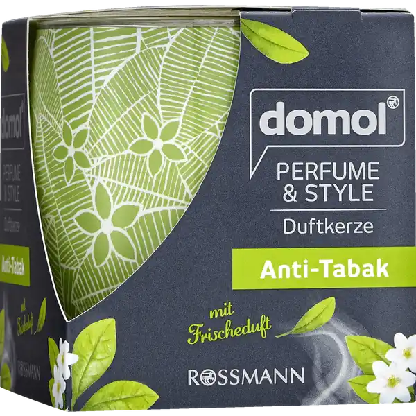 domol Perfume & Style Duftkerze Anti-Tabak: Цвет: Produktbeschreibung und details Freuen Sie sich auf magische Momente im Kerzenschein Das Geheimnis der Dfte liegt in den Emotionen die sie in uns wecken Die domol Duftkerze Perfume ampamp Style AntiTabak verwandelt Ihr Zuhause in eine Wohlfhloase Entspannen Sie sich beim Lichterspiel der Kerzenflamme und lassen Sie sich von dem frischen AntiTabak Duft verzaubern Die Neofresh Technologie neutralisiert insbesondere Tabakgerche klassische Duftkerze im Glas mit dekorativem Sleevedesign bis zu  Stunden Brenndauer Kontaktdaten Dirk Rossmann GmbH Isernhgener Strae   Burgwedel wwwrossmannde   UrsprungslandHerkunftsort Hergestellt in der EU Warnhinweise und wichtige Hinweise Warnhinweise Eine brennende Kerze nie ohne Aufsicht lassen Die Kerze auerhalb der Reichweite von Kindern und Haustieren brennen lassen Immer mindestens  cm zwischen den brennenden Kerzen belassen Die Kerze nicht auf oder in der Nhe von leicht entfammbaren Gegenstnden brennen lassen Kerzen nicht in Zugluft stellen Raum nach dem Gebrauch lften Direktes Einatmen von Rauch vermeiden Personen die auf Duftstoffe empfindlich reagieren sollten dieses Produkt mit Vorsicht verwenden Raumdfte sind kein Ersatz fr gute Haushaltshygiene Enthlt linalool tertbutylcyclohexyl acetate cyclamen aldehyde Kann allergische Reaktionen hervorrufen
https://www.rossmann.de/de/haushalt-domol-perfume-und-style-duftkerze-anti-tabak/p/4305615383460