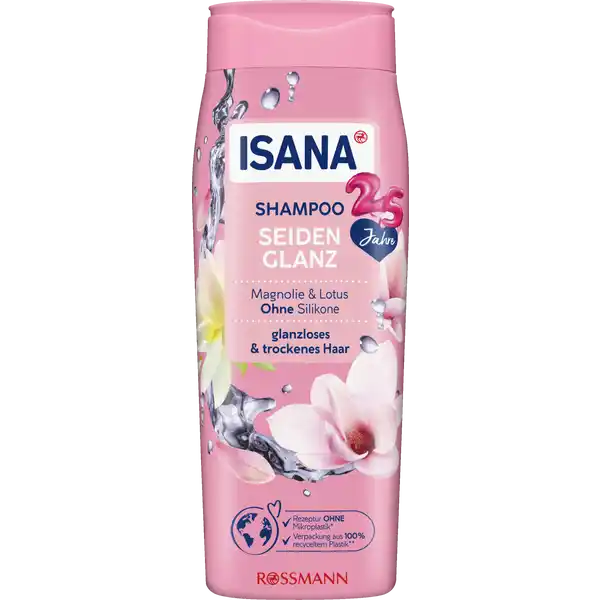 ISANA Shampoo Seidenglanz: Цвет: https://www.rossmann.de/de/pflege-und-duft-isana-shampoo-seidenglanz/p/4305615566160
Produktbeschreibung und details Das ISANA Shampoo Seidenglanz gibt glanzlosem und trockenem Haar intensive Pflege seidigen Glanz und untersttzt eine ausgeglichene Feuchtigkeitsbalance Magnolie ampamp Lotus ohne Silikone glanzloses ampamp trockenes Haar Hautvertrglichkeit dermatologisch besttigt und pHheutneutral Diese Rezeptur ist zu  ohne Mikroplastik Verpackung zu  aus recyceltem Plastik Kontaktdaten Dirk Rossmann GmbH Isernhgener Strae   Burgwedel UrsprungslandHerkunftsort EU Testurteile Qualittssiegel ampamp Verbandszeichen Anwendung und Gebrauch In das feuchte Haar einmassieren Grndlich aussplen Inhaltsstoffe INGREDIENTS Aqua Sodium Laureth Sulfate Sodium Chloride Cocamidopropyl Betaine Niacinamide Panthenol Pantolactone Hydrolyzed Wheat Protein Magnolia Liliflora Flower Extract Nelumbium Speciosum Flower Extract CocoGlucoside Glyceryl Oleate Hydroxypropyl Guar Hydroxypropyltrimonium Chloride Tocopherol Hydrogenated Palm Glycerides Citrate PEG Distearate Glycerin Propylene Glycol Parfum Hexyl Cinnamal Sodium Benzoate Potassium Sorbate Benzoic Acid Phenoxyethanol Citric Acid Sodium Hydroxide Warnhinweise und wichtige Hinweise Warnhinweise Augenkontakt vermeiden