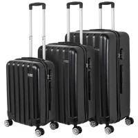 VERTICAL STUDIO "Kopenhagen" Suitcase Set of 3 20" 24" 28" black: Цвет: Brand VERTICAL STUDIO Set consisting of three trolley cases Outer material plastic ABS big Trolley External dimensions HWD  cm   cm   cm inches      Net Weight  Volume kg  L middle Trolley External dimensions HWD  cm   cm   cm inches      Net Weight  Volume kg  L smaller Trolley External dimensions HWD  cm   cm   cm inches      Net Weight  Volume kg  L Lining Material  polyester Brand logo as metal emblem on the front Matryoshka design can be stowed inside each other to save space smallest Suitcase conforms to hand luggage size regulations a telescopic handle with several possible height settings four smoothrunning wheels for easy transport a large main compartment with an allround way zip three digit suitcase lock  possible combinations Divider with integrated zip mesh pocket for subdivision converging straps with click closure Fully lined interior Zippered lining on each side of the case two carrying handles with suspension four spacers on one Llong side Structured outer material with a matte finish NEW with box ampamp original packaging
https://www.sportspar.com/vertical-studio-kopenhagen-suitcase-set-of-3-20-24-28-black