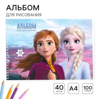 Альбом для рисования А4, 40 листов 100 г/м?, на гребне, Холодное сердце: 