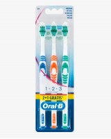 Зубная щетка 1-2-3 Classic Care medium (улучшенный пакет 2+1 бесплатно), 3 шт.: 