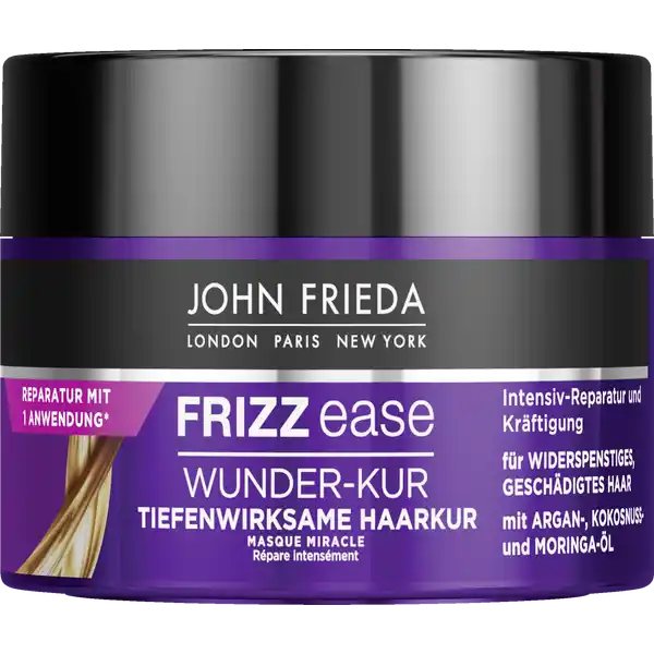 JOHN FRIEDA FRIZZ ease Wunder-Kur Tiefenwirksame Haarkur: Цвет: Produktbeschreibung und details Fr widerspenstiges Haar IntensivReparatur und Krftigung Kontaktdaten Kao Germany GmbH D Darmstadt wwwjohnfriedacom UrsprungslandHerkunftsort Hergestellt in der EU Anwendung und Gebrauch Tiefenwirksame Haarkur ins nasse gewaschene Haar einmassieren insbesondere in die Spitzen einarbeiten  Minuten einwirken lassen Grndlich aussplen Inhaltsstoffe Aqua Cetearyl Alcohol Dimethicone Behentrimonium Chloride Behenyl Alcohol Dipropylene Glycol Parfum BisC Alkoxy PGAmodimethicone Dimethiconol PEGM Disodium EDTA Phytantriol Erythritol Persea Gratissima Oil Hydrolyzed Milk Protein Sodium Hydroxide Methylchloroisothiazolinone Methylisothiazolinone Linalool Limonene
https://www.rossmann.de/de/pflege-und-duft-john-frieda-frizz-ease-wunder-kur-tiefenwirksame-haarkur/p/5037156254273