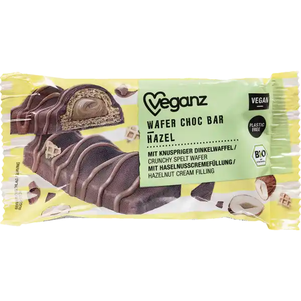 veganz Bio Wafer Choc Bar Hazel: Цвет: Produktbeschreibung und details mit knuspriger Dinkelwaffel mit Haselnusscremefllung vegan Lebensmittelunternehmer Name Veganz Group AG Adresse Warschauer Str   Berlin Deutschland Bio Zertifikat DEKO UrsprungslandHerkunftsort EUNichtEULandwirtschaft Testurteile Qualittssiegel ampamp Verbandszeichen Rechtlich vorgeschriebene Produktbezeichnung BioDinkelwaffel mit Haselnusscremefllung berzogen mit Schokoladenkuvertre Kakao  mindestens Zutaten Schokoladenkuvertre   Rohrzucker Kakaomasse Kakaobutter HASELNUSSCREMEFLLUNG    Zucker Sheafett HASELNUSSMUS    Kokosmilchpulver Emulgator Sonnenblumenlecithine DINKELWAFFEL     DINKELMEHL    Kokosfett Sonnenblumenfett Emulgatoren SOJALECITHINE  Sonnenblumenlecithine Salz Trennmittel Magnesiumcarbonat Backtriebmittel Natriumhydrogencarbonat Kakaobutterzubereitung   Kakaobutter Rohrzucker Reissirup getrocknet Erdmandelgrie Salz Vanilleextrakt aus kontrolliert biologischem Anbau Kann Spuren von anderem GLUTENHALTIGEN GETREIDE EI und MILCH enthalten Nhrwerte Durchschnittliche Nhrwertangaben pro  g Energie  kj   kcal Fett  g davon  gesttigte Fettsuren  g Kohlenhydrate  g davon  Zucker  g Ballaststoffe  g Eiwei  g Salz  g Gebrauch Aufbewahrung und Verwendung Aufbewahrungs und Verwendungsbedingungen Trocken lagern und vor Wrme schtzen
https://www.rossmann.de/de/lebensmittel-veganz-bio-wafer-choc-bar-hazel/p/4251725801427