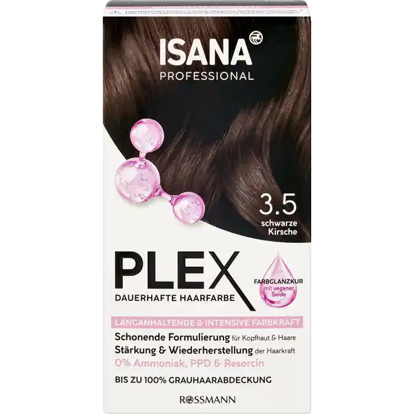 ISANA PROFESSIONAL Plex dauerhafte Haarfarbe 3.5 schwarze Kirsche: Цвет: https://www.rossmann.de/de/pflege-und-duft-isana-professional-plex-dauerhafte-haarfarbe-35-schwarze-kirsche/p/4068134014184
Produktbeschreibung und details Innovative Haarfarbe mit integriertem Plex System Die innovative Haarfarbe von ISANA Professional Plex mit integriertem Repair Komplex vereint brillante Farbergebnisse mit einer besonders schonenden Formulierung Dank der Haarschutzformel wird das Haar schon whrend der Frbung weniger belastet ISANA Professional Plex dauerhafte Haarfarbe bietet perfekte Grauhaarabdeckung und langanhaltende Farbergebnisse dazu einen angenehmen DuftDie ISANA Professional Plex dauerhafte Haarfarbe Farbglanz mit innovativer veganer Seide wirkt sofort strkend auf das Haar versiegelt das Haar und verleiht perfekte Kmmbarkeit mit frisch leuchtendem Glanz Farbe  schwarze Kirsche  Ammoniak PPD ampamp Resorcin langanhaltende ampamp intensive Farbkraft schonende Formulierung fr Kopfhaut und Haare pflegt das Haar mit veganer Seide Strkung und Wiederherstellung der Haarkraft bis zu   Grauhaarabdeckung Kontaktdaten Dirk Rossmann GmbH Isernhgener Str   Burgwedel wwwrossmannde Anwendung und Gebrauch Komponenten mischen gut schtteln auftragen nach  Minuten Einwirkzeit aussplen Mit Farbglanz nachbehandeln  Fertig Fr weitere Hinweise zur Anwendung liegt eine Gebrauchsanweisung bei Inhaltsstoffe FARBCREME SCHWARZE KIRSCHE  Aqua Cetearyl Alcohol Propylene Glycol Beheneth Ethanolamine SrSpider Polypeptide AmodimethiconeMorpholinomethyl Silsesquioxane Copolymer Betaine Glycerin Sodium Cocoyl Isethionate Stearic Acid Succinic Acid Beheneth Lauryl Alcohol Dicaprylyl Ether Trideceth Polyquaternium Tetrasodium EDTA Sodium Hydrosulfite Ascorbic Acid Parfum TolueneDiamine Sulfate AminoHydroxytoluene  Dihydroxyethylaminotoluene AminoChlorooCresol ENTWICKLEREMULSION  Aqua Hydrogen Peroxide Cetearyl Alcohol Ceteareth Cetearyl Ethylhexanoate Etidronic Acid Oxyquinoline Sulfate Tetrasodium EDTA Phosphoric Acid Disodium Pyrophosphate FARBGLANZKUR  Aqua Cetearyl Alcohol AmodimethiconeMorpholinomethyl Silsesquioxane Copolymer Behenamidopropyl Dimethylamine Behentrimonium Chloride SrSpider Polypeptide Stearamidopropyl Dimethylamine Guar Hydroxypropyltrimonium Chloride Glycerin Trideceth Isopropyl Alcohol Lactic Acid Succinic Acid Glycolic Acid Ethylhexylglycerin Phenoxyethanol Parfum Warnhinweise und wichtige Hinweise Warnhinweise Haarfrbemittel knnen schwere allergische Reaktionen hervorrufen Bitte folgende Hinweise lesen und beachten Dieses Produkt ist nicht fr Personen unter  Jahren bestimmt Temporre Ttowierungen mit schwarzem Henna knnen das Allergierisiko erhhen Frben Sie Ihr Haar nicht wenn Sie einen Ausschlag im Gesicht haben oder wenn Ihre Kopfhaut empfindlich gereizt oder verletzt ist Wenn Sie schon einmal nach dem Frben Ihrer Haare eine Reaktion festgestellt haben und eine temporre Ttowierung mit schwarzem Henna bei Ihnen schon einmal eine Reaktion verursacht hat Geeignete Handschuhe tragen Nicht zur Frbung von Wimpern und Augenbrauen verwenden Kontakt mit den Augen vermeiden Sofort Augen splen falls das Erzeugnis mit den Augen in Berhrung gekommen ist Nach der Anwendung die Haare gut splen Farbcreme enthlt Phenyldiamine Toluyendiamine Auer Reichweite von Kindern aufbewahren EntwicklerEmulsion enthlt Wasserstoffperoxid Kontakt mit den Augen vermeiden Sofort Augen splen falls das Erzeugnis mit den Augen in Berhrung gekommen ist Geeignete Handschuhe tragen Mischverhltnis Entwickleremulsion  Farbcreme   Wichtige Hinweise Bitte vor der Anwendung lesen und befolgen Fhren Sie keinen eigenen Vertrglichkeitstest durch Sollten Sie Zweifel haben ob Sie die Haarfarbe vertragen zB bei sehr empfindlicher Haut oder bereits aufgetretener Unvertrglichkeit bei frher durchgefhrter Haarfrbung lassen Sie sich am besten von Ihrem Hautarzt beraten Verwenden Sie diese Haarcoloration ausschlielich zur Frbung der Kopfhaare Nicht anwenden wenn Ihre Haare mit Henna oder Metallsalzen gefrbt wurden oder mit einem Produkt behandelt wurden das schrittweise zur natrlichen Haarfarbe zurckfhrt Auer Reichweite von Kindern aufbewahren Fertige Mischung sofort anwenden keinesfalls in geschlossener Flasche aufbewahren Bitte bewahren Sie Reste der Mischung nicht auf Vermeiden Sie die Berhrung der Farbcreme bzw der Mischung mit Textilien oder Kunststoffen da sonst Flecken entstehen die Sie praktisch nicht mehr entfernen knnen Spritzer auf der Haut oder Kleidung sofort absplen Bitte lesen und befolgen Sie die Hinweise in der Gebrauchsanweisung Nicht zur Anwendung bei Kindern bestimmt