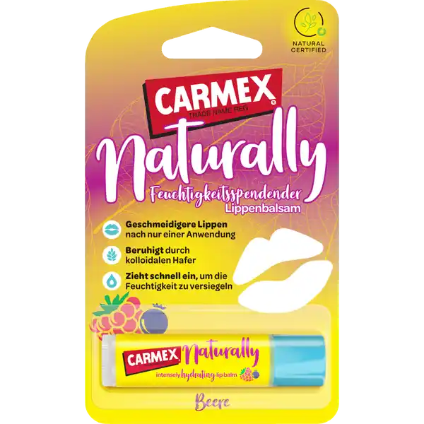 Carmex Naturally feuchtigkeitsspendender Lippenbalsam: Цвет: Produktbeschreibung und -details geschmeidige Lippen nach nur einer Anwendung beruhigt durch kolloidalen Hafer zieht schnell ein, um die Feuchtigkeit zu versiegeln Kontaktdaten BIORIUS EU 7170 Manage, Belgium Ursprungsland/Herkunftsort Made in USA Gebrauch, Aufbewahrung und Verwendung Aufbewahrungs- und Verwendungsbedingungen Nicht in der Sonne aufbewahren, von Hitze fernhalten. Inhaltsstoffe Ricinus Communis (Castor) Seed Oil, Cera Alba (Beeswax), Theobroma Grandiflorum Seed Butter, Raphanus Sativus (Radish) Seed Extract, Aroma, Astrocaryum Murumuru Seed Butter, Rhus Succedanea Fruit Wax, Rhus Veniciflua Peel Wax, Ascorbyl Palmitate, Avena Sativa (Oat) Kernel Flour, Copernica Cerifera (Carnauba) Wax, Helianthus Annuus (Sunflower) Seed Oil, Rosmarinus Officinalis (Rosemary) Leaf Extract, Stevia Rebaudiana Extract, Tocopherol, Vaccinium Macrocarpon (Cranberry) Seed Oil, Eugenol, Limonene, Linalool. Warnhinweise und wichtige Hinweise Warnhinweise Bei Hautreizungen nicht weiter verwenden.
https://www.rossmann.de/de/pflege-und-duft-carmex-naturally-feuchtigkeitsspendender-lippenbalsam/p/0083078015213