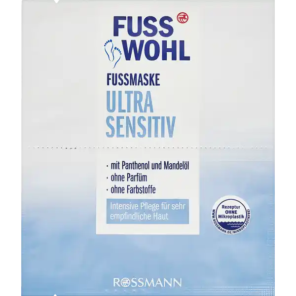 FUSSWOHL Fumaske Ultra Sensitiv: Цвет: Produktbeschreibung und details Verwhnen Sie Ihre Fe mit den hochwertigen Produkten von FUSSWOHL Die FUSSWOHL FUSSMASKE ULTRA SENSITIV pflegt sehr empfindliche Hautbesonders intensiv und ist die ideale Ergnzung Ihrer tglichen Pflege Glycerin und Panthenol versorgen die Haut mit viel Feuchtigkeit und beruhigen gestresste sensible Fe Mandell ist mild zur Haut und sorgt fr samtweiche Fe Das enthaltene Allantoin aktiviert die Zellerneuerung der Haut beschleunigt die Regeneration und trgt so zu einer intakten Hautbarriere bei Eine intakte Hautbarriere ist feuchtigkeitserhaltend und schtzt so vor trockener Haut Dasenthaltene Vitamin E untersttzt die Schutzfunktion der Fe vor ueren Einflssen intensive Pflege fr sehr empfindliche Haut mit Panthenol und Mandell ohne Parfm ohne Farbstoffe Hautvertrglichkeit dermatologisch besttigt vegan Rezeptur ohne Mikroplastik Kontaktdaten Dirk Rossmann GmbH Isernhgener Str   Burgwedel wwwrossmannde UrsprungslandHerkunftsort Deutschland Testurteile Qualittssiegel ampamp Verbandszeichen Anwendung und Gebrauch Die Fumaske auf die Fe auftragen und  Minuten einwirken lassen Danach die berschssigen Rckstnde einmassieen oder mit einem Kosmetiktuch abnehmen Tipp Fr eine besonders intensive Pflege die Maske ber Nacht anwenden Dafr die Maske grozgig vor dem Schlafengehen auf die Fe auftragen und Baumwollsocken berziehen Inhaltsstoffe AQUA CETYL ALCOHOL MYRISTYL MYRISTATE PENTYLENE GLYCOL GLYCERIN PALMITIC ACID STEARIC ACID PRUNUS AMYGDALUS DULCIS OIL ETHYLHEXYL STEARATE SODIUM CETEARYL SULFATE PANTHENOL ALLANTOIN ETHYLHEXYLGLYCERIN TOCOPHERYL ACETATE CITRIC ACID SODIUM HYDROXIDE
https://www.rossmann.de/de/pflege-und-duft-fusswohl-fussmaske-ultra-sensitiv/p/4305615904856