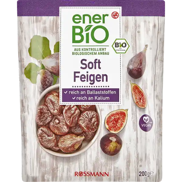 enerBiO Soft-Feigen: Цвет: Produktbeschreibung und details Sonnenverwhnter Supersnack Bei dieser Kstlichkeit sind wir gerne Feiglinge Unsere enerBiO SoftFeigen sind zarte honigse und handverlesene Frchtchen die mehr als nur ein kstlicher Snack Moment warum ist die Packung jetzt schon wieder leer Htten Sies gewusst SoftFeigen sind reich an Ballaststoffen Darber hinaus sind sie auch kaliumreich und werden in unserem Fall schonend mit Wasserdampf veredelt Alle Produkte unserer ROSSMANNMarke enerBiO stammen aus kontrolliert biologischem Anbau Durch eine schonende sorgfltige Verarbeitung erhalten wir hierbei sowohl die Hochwertigkeit als auch den natrlichen Geschmack Zudem lassen wir unsere Produkte regelmig durch unabhngige Institute berprfen  so gewhrleisten wir eine gleichbleibende Qualitt vegan glutenfrei von Natur aus glutenfrei und vegan Lebensmittelunternehmer Name Dirk Rossmann GmbH Adresse Isernhgener Str   Burgwedel wwwrossmannde   Bio Zertifikat DEKO UrsprungslandHerkunftsort NichtEULandwirtschaft Testurteile Qualittssiegel ampamp Verbandszeichen Rechtlich vorgeschriebene Produktbezeichnung Bio Soft Feigen getrocknet Zutaten Feigen aus kontrolliert biologischem Anbau Nhrwerte Durchschnittliche Nhrwertangaben pro  g Energie  kj   kcal Fett  g davon  gesttigte Fettsuren  g Kohlenhydrate  g davon  Zucker  g Ballaststoffe  g Eiwei  g Salz  g NRV Kalium  mg   Gebrauch Aufbewahrung und Verwendung Aufbewahrungs und Verwendungsbedingungen Trocken lagern und vor Wrme schtzen Nach dem ffnen gut verschlossen im Khlschrank aufbewahren
https://www.rossmann.de/de/lebensmittel-enerbio-soft-feigen/p/4305615822556