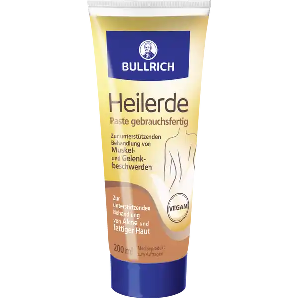 Bullrich Heilerde Paste: Цвет: https://www.rossmann.de/de/gesundheit-bullrich-heilerde-paste/p/4008455036113
Produktbeschreibung und details Bullrich Heilerde Paste ist ein gebrauchsfertiges Medizinprodukt und basiert auf dem traditionellen natrlichen Wirkstoff Heilerde Gewonnen aus eiszeitlichem Lss und schonend verarbeitet wird Bullrich Heilerde Paste bei einer Vielzahl von uerlichen Anwendungsgebieten eingesetzt Bullrich Heilerde Paste ist bereits fertig angemischt und erspart das zeitaufwendige und umstndliche Anrhren Die Paste untersttzt auf natrliche Weise den Heilungsprozess von Muskel und Gelenkbeschwerden Hautunreinheiten wie Akne oder fettiger Haut und zahlreichen weiteren uerlichen Beschwerden Zudem kann sie direkt als Gesichtsmaske angewendet werden Kontaktdaten bullrichde UrsprungslandHerkunftsort Deutschland Testurteile Qualittssiegel ampamp Verbandszeichen Anwendung und Gebrauch  mal tglich oder nach Bedarf bei Cellulite  mal wchentlich Tube vor dem ffnen durchkneten Paste auftragen ggf mit nassem Tuch umwickeln und mit trockenem Tuch abdecken  Minuten einwirken lassen oder solange bis die Paste getrocknet ist Danach abnehmen und mit Wasser absplen Bei empfindlicher Haut anschlieend eincremen Inhaltsstoffe  g Paste enthalten Wirksamer Bestandteil Heilerde naturreiner Lss  g Sonstige Bestandteile Gereinigtes Wasser Konservierungsmittel Phenoxethanol Warnhinweise und wichtige Hinweise Warnhinweise Nicht anwenden bei bekannter berempfindlichkeit gegenber dem Konservierungsmittel Phenoxyethanol Verwenden Sie die Packung nicht mehr nach dem Verfallsdatum Medizinprodukte fr Kinder unzugnglich aufbewahren