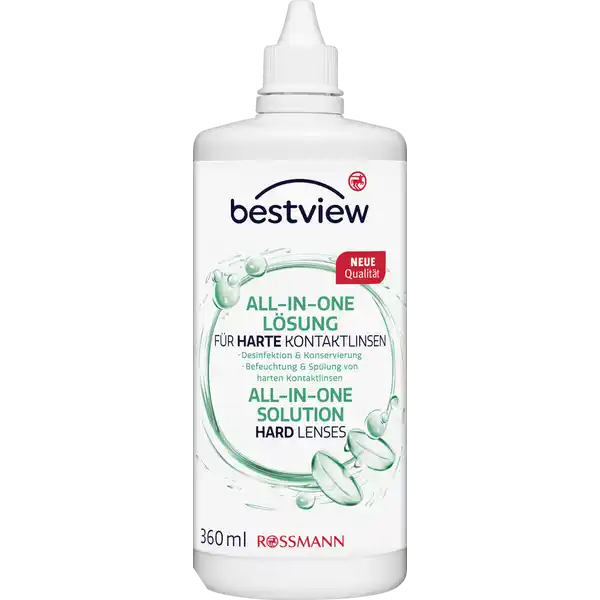 BestView AllInOne Lsung fr harte Kontaktlinsen: Цвет: https://www.rossmann.de/de/gesundheit-bestview-all-in-one-loesung-fuer-harte-kontaktlinsen/p/8019894094752
Produktbeschreibung und details Desinfektion ampamp Konservierung Befeuchtung ampamp Splung von harten Kontaktlinsen Kontaktdaten Dirk Rossmann GmbH Isernhgener Strae   Burgwedel wwwrossmannde Anwendung und Gebrauch Die Hnde grndlich waschen und trocknen Die Linsen in den Behlter legen Mit der Lsung fllen Die Lsung mindestens  Stunden bzw ber Nacht einwirken lassen Vor dem Entfernender Linsen aus dem Behlter diesen leicht schtteln Die Linsenabsplen und bei Bedarf vor dem Einsetzen mit Kochsalzlsung befeuchten Inhaltsstoffe Polyhexamethylenbiguanid  g Natriumedetat  gGepufferte isotonische Lsung mit pHWert  qs fr  ml Warnhinweise und wichtige Hinweise Warnhinweise Bitte den Inhalt der Flasche innerhalb von  Monaten nach dem ffnen aufbrauchen Lsung nicht nach dem Verfalldatum anwenden Die Flasche nach Gebrauch immer verschlieen Kontakt mit der Tropfenspitze vermeiden Beim Auftreten von Augenirritationen oder Allergien die Verwendung bitte sofort beenden und einen Arzt aufsuchen Die Lsung nicht mehrfach verwenden nicht einnehmen und nicht mit anderen Lsungen mischen Kontaktlinsen die lnger als  Tage unbenutzt in der Flssigkeit gelegen haben bitte neu desinfizieren Kontaktlinsenbehlter sollten grundstzlich regelmig gereinigt und alle  Wochen ausgetauscht werden Konformittserklrung Konformittserklrung Laden Sie das Dokument zum Produkt als PDF herunter