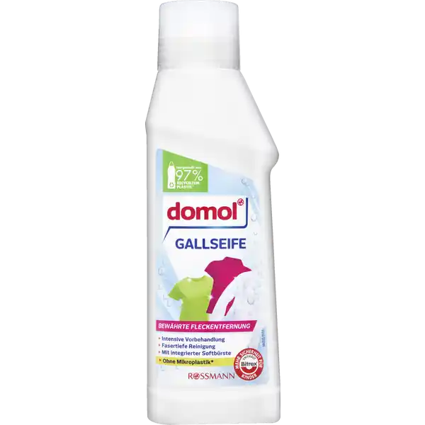 domol Gallseife Gel: Цвет: https://www.rossmann.de/de/haushalt-domol-gallseife-gel/p/4305615440767
Produktbeschreibung und details Freuen Sie sich auf eine fasertiefe ampamp textilschonende Fleckentfernung Die domol Gallseife dient zur gezielten WscheVorbehandlung und wirkt kraftvoll gegen verschiedenste Flecken wie Schokolade l Fett MakeUp und Blut Dank integrierter Softbrste ist sie optimal in der Anwendung Rezeptur ohne Mikroplastik nach ECHA Definition Kontaktdaten Dirk Rossmann GmbH Isernhgener Strae   Burgwedel wwwrossmannde   UrsprungslandHerkunftsort Deutschland Anwendung und Gebrauch domol Gallseife auf die Fleckenstelle auftragen und mit der Softbrste einarbeiten Maximal  Minuten einwirken lassen Anschlieend Textil wie gewohnt waschen Fr das beste Ergebnis Flecken mglichst sofort behandeln Inhaltsstoffe  nichtionische Tenside unter  anionische Tenside amphotere Tenside Seife PHENOXYETHANOL SODIUM PYRITHIONE POTASSIUM SORBATE Bitrex Warnhinweise und wichtige Hinweise Warnhinweise GEFAHR Verursacht schwere Augenschden Ist rztlicher Rat erforderlich Verpackung oder Kennzeichnungsetikett bereithalten Darf nicht in die Hnde von Kindern gelangen Augenschutz Gesichtsschutz tragen BEI KONTAKT MIT DEN AUGEN Einige Minuten lang behutsam mit Wasser splen Eventuell vorhandene Kontaktlinsen nach Mglichkeit entfernen Weiter splen Sofort GIFTINFORMATIONSZENTRUM Arzt anrufen Enthlt Alkohole C ethoxyliert sulfatiert Natriumsalz Phenoxyethanol Alcohole CC verzweigt und linear ethoxyliert Farbechtheit und Bestndigkeit vorab an unaufflliger Stelle prfen Pflegehinweise in den Textilien beachten Nicht anwenden bei empfindlichen Textilien wie Wolle Leder und Seide Detergenzienblatt Detergenzienblatt Laden Sie das Dokument zum Produkt als PDF herunter