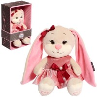 Мягкая игрушка «Зайка Лин», в розовом бархатном платьице с бантиком, 20 см: 