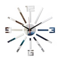 Часы-наклейка, серия: DIY, "Лучи", плавный ход, d-40 см, серебро: 