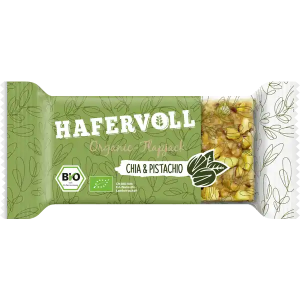 HAFERVOLL Bio Organic-Flapjack Chia & Pistachio: Цвет: Produktbeschreibung und details Bio Haferriegel mit Chiasamen und Pistazien veggie Lebensmittelunternehmer Name HAFERVOLL GmbH Adresse Senefelderstrae   Bergisch Gladbach wwwhafervollde Bio Zertifikat CHBIO UrsprungslandHerkunftsort EUNichtEULandwirtschaft Testurteile Qualittssiegel ampamp Verbandszeichen Rechtlich vorgeschriebene Produktbezeichnung BioHaferriegel mit BioChiasamen BioDatteln und BioPistazien Zutaten HAFERFLOCKEN  Honig Sonnenblumenl PISTAZIEN gerstet  getrocknete Dattelstcke  Chiasamen Salvia hispanica  Reismehl aus kontrolliert biologischem Anbau Kann Spuren von MILCH  SOJA und andern NSSEN enthalten Nhrwerte Durchschnittliche Nhrwertangaben pro  g pro  Portion  g Energie  kj   kcal  kj   kcal Fett  g  g davon  gesttigte Fettsuren  g  g Kohlenhydrate  g  g davon  Zucker  g  g Ballaststoffe  g  g Eiwei  g  g Salz  g  g Gebrauch Aufbewahrung und Verwendung Aufbewahrungs und Verwendungsbedingungen Vor Wrme geschtzt und trocken lagern
https://www.rossmann.de/de/lebensmittel-hafervoll-bio-organic-flapjack-chia-und-pistachio/p/4064888000701