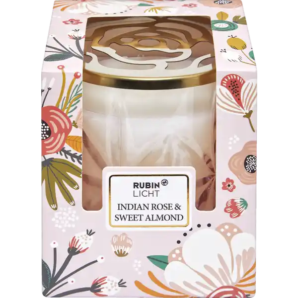 Rubin Licht Duftglas mit Golddeckel Indian Rose & Sweet Almond: Цвет: Produktbeschreibung und details Brenndauer ca  Stunden Fllmenge ca  g Kontaktdaten Dirk Rossmann GmbH Isernhgener Strae   Burgwedel wwwrossmannde Anwendung und Gebrauch Deckel vor Gebrauch entfernen Inhaltsstoffe Enthlt tertButylcyclohexylacetat aHexylcinnamaldehyd Linalool und Citronellol Kann allergische Reaktionen hervorrufen Warnhinweise und wichtige Hinweise Warnhinweise Bitte lassen Sie die Kerze nie unbeaufsichtigt brennen und beachten Sie die aufgefhrten Sicherheitssymbole Schdlich fr Wasserorganismen mit langfristiger Wirkung Ist rztlicher Rat erforderlich Verpackung oder Kennzeichnungsetikett bereithalten Darf nicht in die Hnde von Kindern gelangen Berhrung mit der Haut vermeiden
https://www.rossmann.de/de/haushalt-rubin-licht-duftglas-mit-golddeckel-indian-rose-und-sweet-almond/p/4305615819839