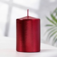Свеча - цилиндр парафиновая, лакированная, красный металлик, 5,6?8 см: 