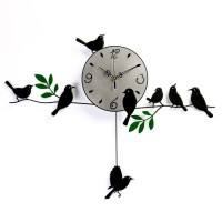 Часы настенные, серия: Маятник, "Птички на веточках", плавный ход, 74 х 52 см: 