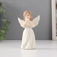 Сувенир керамика "Девочка-ангел в белом платье с розой в руках" 6х3,8х10 см: 