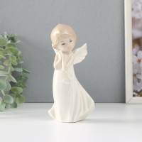 Сувенир керамика "Девочка-ангел в платье с узорами со сложенными руками" 6х8х16,5 см: 