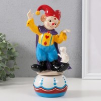 Сувенир керамика музыкальный "Клоун с пёсиком, стоит на шаре" 9х10х20,7 см: 
