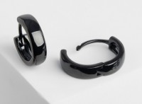 Серьги-кольца "Нео", d=1,4см, цвет чёрный: 