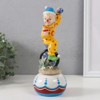 Сувенир керамика музыкальный "Клоун жонглирует сидя на колесе" 8,5х8,5х22 см: 