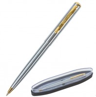 Ручка подарочная шариковая BRAUBERG Maestro, СИНЯЯ, корпус серебристый с золотистым, линия письма 0,5 мм: есть 5 шт