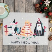 Новогодняя салфетка на стол Meow Year ПВХ, 40х29 см: 