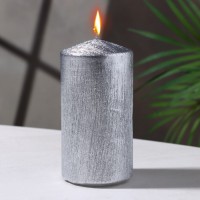 Свеча - цилиндр "Винтаж", 5х10 см, серебро: 