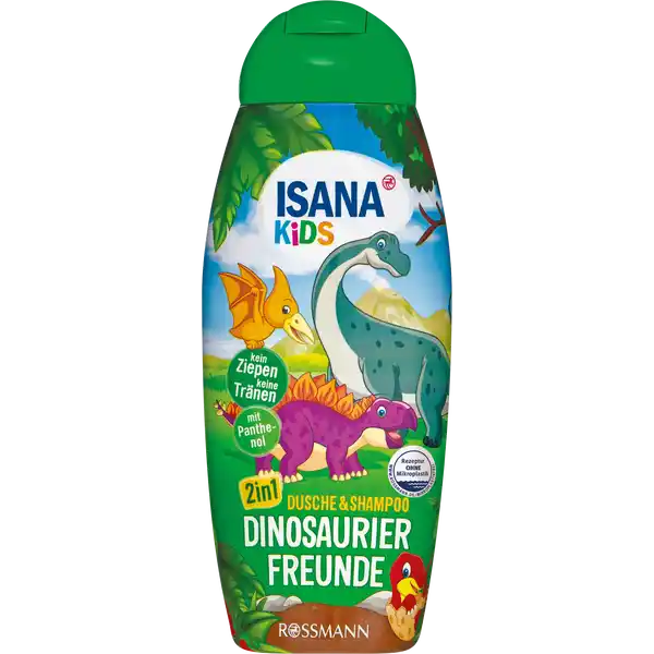 ISANA KiDS 2in1 Dusche & Shampoo Dinosaurier Freunde: Цвет: https://www.rossmann.de/de/baby-und-spielzeug-isana-kids-2in1-dusche-und-shampoo-dinosaurier-freunde/p/4305615681191
Produktbeschreibung und details Das ISANA KIDS IN kann als Dusche und Shampoo verwendet werden Es reinigt Haut und Haare besonders sanft und ist durch seine milden Inhaltsstoffe auf die zarte Kinderhaut abgestimmt Der fruchtige Kiwiduft sorgt fr viel Spa beim Duschen Die Wirkstoffkombination mit Panthenol pflegt die Haut wirkt beruhigend auf die Kopfhaut und lsst das Haar kraftvoll glnzen kein Ziepen keine Trnen mit Panthenol Hautvertrglichkeit dermatologisch besttigt phhautneutral geeignet fr die tgliche Anwendung vegan diese Rezeptur ist zu   ohne Mikroplastik Kontaktdaten Dirk Rossmann GmbH Isernhgener Strasse   Burgwedel wwwrossmannde   UrsprungslandHerkunftsort Hergestellt in Deutschland Testurteile Qualittssiegel ampamp Verbandszeichen Gebrauch Aufbewahrung und Verwendung Aufbewahrungs und Verwendungsbedingungen Vor direkter Sonneneinstrahlung schtzen und bei Raumtemperatur lagern Inhaltsstoffe Aqua Sodium CocoSulfate Cocamidopropyl Betaine Panthenol Hydroxypropyl Guar Hydroxypropyltrimonium Chloride Glycerin Sodium Chloride Sodium Sulfate Citric Acid Phenoxyethanol Sodium Benzoate Silica Denatonium Benzoate Parfum Limonene Linalool Citronellol CI  CI  Bestandteil des ParfumlsBitterstoff