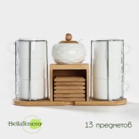 Набор чайный керамический на деревянной подставке BellaTenero, 13 предметов: 6 чашек 150 мл, сахарница с ложкой 200 мл, 6 подставок, цвет белый: Цвет: Чайный набор BellaTenero изготовлен из качественной керамики, обладает прочностью, устойчив к резким перепадам температур. Благодаря классическому дизайну набор легко впишется в любой интерьер кухни, а также прекрасно подойдёт в качестве подарка.Можно использовать в посудомоечной машине.
: BellaTenero
: Китай
