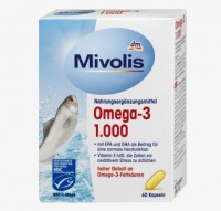 Миволис Омега-3 1000, капсулы 60 шт. по 85 г.: с EPA и DHA как вкладом в нормальную функцию сердца
Витамин Е помогает защитить клетки от окислительного стресса
высокое содержание жирных кислот омега-3
Mivolis Omega-3 1000 содержит жир морской рыбы, богатый ненасыщенными жирными кислотами омега-3, особенно двумя жирными кислотами: EPA (эйкозапентаеновая кислота) и DHA (докозагексаеновая кислота). Они выполняют различные функции в организме человека, например, в отношении сердца. При ежедневном приеме 250 мг ЭПК и ДГК они способствуют нормальной работе сердца. Морская рыба богата ЭПК и ДГК, поэтому ее следует употреблять регулярно. Альтернативно, Mivolis Omega-3 1000 помогает обеспечить поступление этих жирных кислот. Миволис Омега-3-1000 содержит не менее 260 мг жирных кислот на капсулу, а также витамин Е. Это помогает защитить клетки от окислительного стресса.