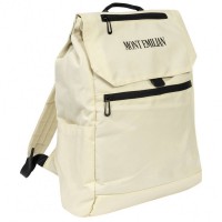MONT EMILIAN "Brest" Casual Backpack beige: Цвет: Brand: MONT EMILIAN Brand lettering on the front flap Materials: 100%polyester Lining: 100% polyester Dimensions (circa dimensions): Width 30 x Height 44 x Depth 13 in cm Volume: approx. 17 liters practical toploader-Backpack a spacious main compartment with a hinged lid and snap button closure padded laptop compartment, with wide elastic band and hook-and-loop fastener for securing a front pocket with zipper compressible with snaps at the top on both sides small zip pocket on the flap cover open slot on both sides padded back part with stabilizing seams easy-care and wipeable lining rounded bottom with light padding for more comfort adjustable shoulder straps with padding a carrying handle pleasant wearing comfort NEW, with tags &amp; original packaging
https://www.sportspar.com/mont-emilian-brest-casual-backpack-beige