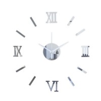 Часы-наклейка "Давис", плавный ход, d-45 см, сек. стрелка 12 см, серебро: 