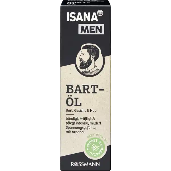 ISANA MEN Premium Bartl: Цвет: https://www.rossmann.de/de/pflege-und-duft-isana-men-premium-bart-oel/p/4305615723631
Produktbeschreibung und details Bartpflege ist unser Ritual Unser Service fr deinen Bart in fr Bart Kopfhaare und Gesichtshaut mit Argan und Jojobal Macht den Bart weich und glnzend zieht schnell ein und beugt Spannungsgefhlen vor ideal bei sprdem oder trockenem Barthaar fr krftig aussehendes Barthaar Hautvertrglichkeit dermatologisch besttigt diese Rezeptur ist zu  ohne Mikroplastik vegan Kontaktdaten Dirk Rossmann GmbH Isernhgener Strae   Burgwedel wwwrossmannde UrsprungslandHerkunftsort Deutschland Testurteile Qualittssiegel ampamp Verbandszeichen Anwendung und Gebrauch Ein paar Tropfen l in die Handflchen geben und im Bartbereich verteilen Inhaltsstoffe Ethylhexyl Stearate Octyldodecanol Helianthus Annuus Seed OilCocoCaprylateCaprate Argania Spinosa Kernel Oil Simmondsia Chinensis Seed Oil Parfum Tocopheryl Acetate Tocopherol Limonene AlphaIsomethyl Ionone Citronellol Citral Geraniol Phenoxyethanol