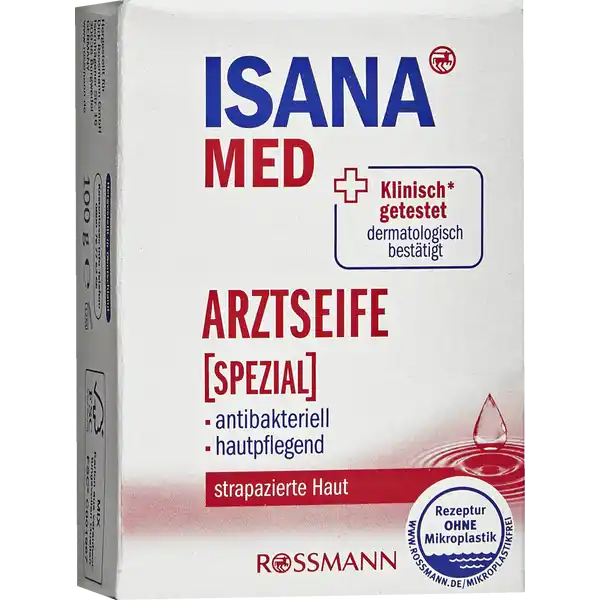 ISANA MED Arztseife spezial: Цвет: Produktbeschreibung und details Sie ISANA MED Arztseife Spezial ist fr die Reinigung von stark beanspruchter Haut geeigent Von Experten entwickelte Rezeptur  pflegt die Haut auch bei hufigem Waschen Die antibaktierelle Wirksamkeit beruht auf einem bakteriostatischen Wirkkomplex Fr hygienische Sauberkeit nach jedem Waschen fr strapazierte Haut diese Rezeptur ist zu   ohne Mikroplastik antibakteriell hautpflegend klinisch getestet dermatologisch besttigt Hautvertrglichkeit dermatologischklinisch besttigt  Testung gem Dermatest SterneSiegel wwwsternegarantiede Kontaktdaten Dirk Rossmann GmbH Isernhgener Str   Burgwedel wwwrossmannde Testurteile Qualittssiegel ampamp Verbandszeichen Gebrauch Aufbewahrung und Verwendung Aufbewahrungs und Verwendungsbedingungen Trocken lagern Inhaltsstoffe Sodium Palmate Sodium Cocoate Aqua Glycerin Parfum Coconut Acid Farnesol Lanolin Sodium Chloride Tetrasodium Glutamate Diacetate Titanium Dioxide
https://www.rossmann.de/de/pflege-und-duft-isana-med-arztseife-spezial/p/4305615629032