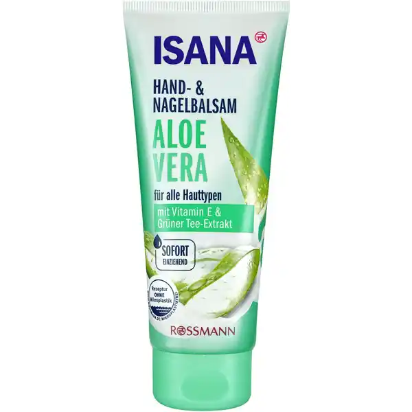 ISANA Hand- & Nagelbalsam Aloe Vera: Цвет: Produktbeschreibung und details ISANA Handbalsam Aloe Vera pflegt geschmeidig und sorgt auch bei trockener Haut fr streichelzarte Hnde Die ultraleichte Pflegeformulierung zieht sofort ein und spendet  Stunden Feuchtigkeit Die Rezeptur mit Vitamin E und grnem Teeextrakt lsst sich leicht verteilen und wirkt wohltuend fr rundum geschtzte Hnde fr alle Hauttypen mit Vitamin E ampamp grnem TeeExtrakt sofort einziehend Hautvertrglichkeit dermatologisch besttigt Vegan diese Rezeptur ist zu   ohne Mikroplastik Kontaktdaten Dirk Rossmann GmbH Isernhgener Strae   Burgwedel wwwrossmannde Testurteile Qualittssiegel ampamp Verbandszeichen Inhaltsstoffe Aqua Glycerin Cetearyl Alcohol Glyceryl Stearate Ethylhexyl Stearate Tocopheryl Acetate Aloe Barbadensis Leaf Juice Powder Propylene Glycol Camellia Sinensis Leaf Extract Helianthus Annuus Hybrid Oil Parfum Sorbitol Sodium Cetearyl Sulfate Carbomer Phenoxyethanol Benzyl Alcohol Sodium Benzoate Sodium Hydroxide
https://www.rossmann.de/de/pflege-und-duft-isana-hand--und-nagelbalsam-aloe-vera/p/4305615610030