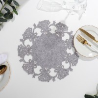 Салфетка новогодняя декоративная Доляна «Колокольчики», цвет серый, d 30 см, фетр: 