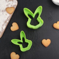 Набор форм для вырезания печенья «Кролик», 2 шт, цвет зелёный: 