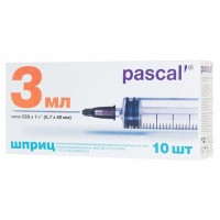 Шприц 3-х компонентный PASCAL, 3 мл, КОМПЛЕКТ 10 шт., в коробке, игла 0,7х40 - 22G, 120307: Цвет: Трехкомпонентный одноразовый шприц изготовлен из специального полипропилена. Нетоксичен, апирогенен. Объем - 3 мл, размер иглы - 22G.
: PASCAL
: Россия
15