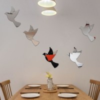 Наклейки интерьерные "Пташки", зеркальные, декор на стену, набор 10 шт, шт 12 х 8.7 см: 