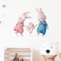 Наклейка пластик интерьерная цветная "Семья зайчат - Папа, мама и малыш" 45х60 см: 