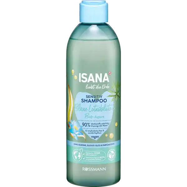 ISANA liebt die Erde Sensitiv Shampoo Blaue Lotusblte amp BioAgave: Цвет: https://www.rossmann.de/de/pflege-und-duft-isana-liebt-die-erde-sensitiv-shampoo-blaue-lotusbluete-und-bio-agave/p/4305615972008
Produktbeschreibung und details Das ISANA liebt die Erde Sensitiv Shampoo mit Extrakten aus BioAgave und blauer Lotusblte reinigt sanft und entspannt die Kopfhaut Die pHhautneutrale Rezeptur eignet sich besonders fr empfindliche ampamp sensible Kopfhaut Fr gesund aussehendes Haar und angenehmes Hautgefhl Hautvertrglichkeit dermatologisch besttigt  Inhaltsstoffe natrlichen Ursprungs inkl Wasser fr empfindliches Haar ampamp sensible Kopfhaut vegan ohne Silikone Sulfate SLES ampamp Parfmstoffe Unsere Rezeptur ist vegan und ohne Mikroplastik Sie besteht zu  aus Inhaltsstoffen natrlichen Ursprungs inkl Wasser und ist zu  biologisch abbaubar Unsere Verpackung ist hergestellt aus  recyceltem Plastik und ist recyclebar siehe rossmanndemikroplastikfrei Flaschenmaterial ohne VerschlussFarbe und Etikett berechnet gem ISO  gem OECD   oder quivalenten Methoden bezogen auf die jeweiligen organischen Inhaltsstoffe Kontaktdaten Dirk Rossmann GmbH Isernhgener Strae    Burgwedel wwwrossmannde UrsprungslandHerkunftsort EU Testurteile Qualittssiegel ampamp Verbandszeichen Inhaltsstoffe AQUA SODIUM C OLEFIN SULFONATE COCAMIDOPROPYL HYDROXYSULTAINE SODIUM CHLORIDE SODIUM COCOYL ISETHIONATE PANTHENOL GLYCERIN GUAR HYDROXYPROPYLTRIMONIUM CHLORIDE NYMPHAEA CAERULEA FLOWER EXTRACT AGAVE TEQUILANA STEM EXTRACT CITRIC ACID SORBIC ACID SODIUM BENZOATE POTASSIUM SORBATE SODIUM METABISULFITE Warnhinweise und wichtige Hinweise Warnhinweise Augenkontakt vermeiden