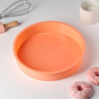 Форма силиконовая для выпечки Доляна «Круг», 28?5,5 см, внутренний диаметр 26 см, цвет оранжевый: 