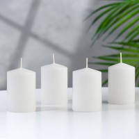 Набор свечей-цилиндров "Интерьерный", 4 шт, 6х4 см, 10 ч, белый: 