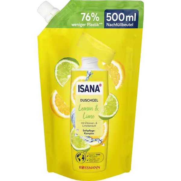 ISANA Duschgel Lemon amp Lime Nachfllbeutel: Цвет: https://www.rossmann.de/de/pflege-und-duft-isana-duschgel-lemon-und-lime-nachfuellbeutel/p/4305615957074
Produktbeschreibung und details ISANA DUSCHGEL LEMON ampamp LIME fr sprbare Frische und pflegt mit wertvollen Inhaltsstoffen Die reichhaltige Formulierung mit SoftpflegeKomplex reinigt besonders sanft und hilft den Feuchtigkeitshaushalt der Haut zu bewahren mit Zitronen und Limettenduft Hautvertrglichkeit dermatologisch besttigt pHhautfreundlich  weniger Plastik diese Rezeptur ist zu  ohne Mikroplastik aus biologisch abbaubaren Inhaltsstoffen vegan siehe rossmanndemikroplastikfrei durch den Einsatz des Nachfllbeutels anstelle des ISANA Duschgels in der  ml Flasche wird die Plastikmenge pro  ml Duschgel um  verringert bezogen auf die Summe der einzelnen organischen Inhaltsstoffe Kontaktdaten Dirk Rossmann GmbH Isernhgener Str   Burgwedel wwwrossmannde UrsprungslandHerkunftsort EU Testurteile Qualittssiegel ampamp Verbandszeichen Inhaltsstoffe Aqua Sodium Laureth Sulfate Sodium Chloride Cocamidopropyl Betaine Glycerin CocoGlucoside Glyceryl Oleate Tocopherol Hydrogenated Palm Glycerides Citrate Starch Hydroxypropyltrimonium Chloride Parfum Citral Limonene Sodium Benzoate Potassium Sorbate Benzoic Acid Citric Acid Sodium Hydroxide CI  CI