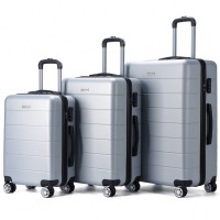 VERTICAL STUDIO "Aalborg" 20" 24" 28" Suitcase 3pcs Set silver: Цвет: Brand VERTICAL STUDIO Set consisting of three trolley cases Outer material plastic ABS big Trolley External dimensions HWD  cm   cm   cm inches      Net Weight  Volume kg  L middle Trolley External dimensions HWD  cm   cm   cm inches      Net Weight  Volume kg  L smaller Trolley External dimensions HWD  cm   cm   cm inches      Net Weight  Volume kg  L Lining Material  polyester Brand logo as metal emblem on the front Matryoshka design can be stowed inside each other to save space smallest Suitcase conforms to hand luggage size regulations a telescopic handle with several possible height settings four smoothrunning wheels for easy transport a large main compartment with an allround way zip three digit suitcase lock  possible combinations Divider with integrated zip mesh pocket for subdivision converging straps with click closure Fully lined interior Zippered lining on each side of the case two carrying handles with suspension four spacers on one Llong side Structured outer material with a matte finish NEW with box ampamp original packaging
https://www.sportspar.com/vertical-studio-aalborg-20-24-28-suitcase-3pcs-set-silver
